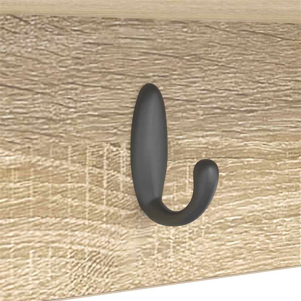 Wandgemonteerde kapstok met plank Sonoma Eiken 100 x 16 x 26 cm is nu te koop bij PeponiXL, paradijselijk wonen!
