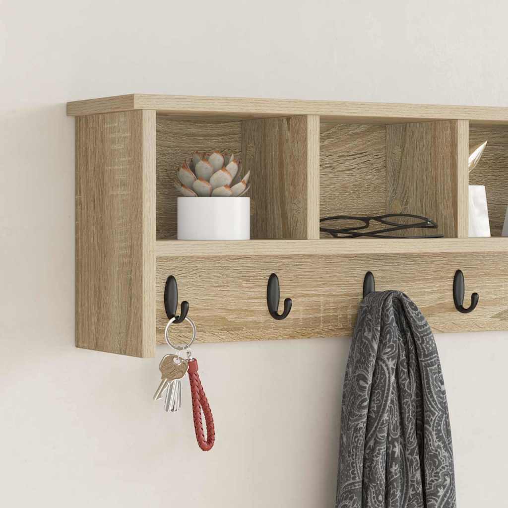 Wandgemonteerde kapstok met plank Sonoma Eiken 100 x 16 x 26 cm is nu te koop bij PeponiXL, paradijselijk wonen!