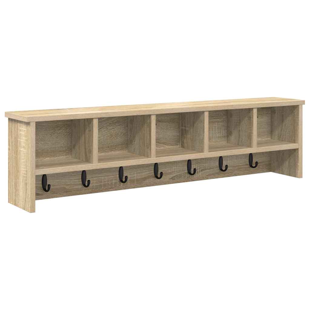 Wandgemonteerde kapstok met plank Sonoma Eiken 100 x 16 x 26 cm is nu te koop bij PeponiXL, paradijselijk wonen!