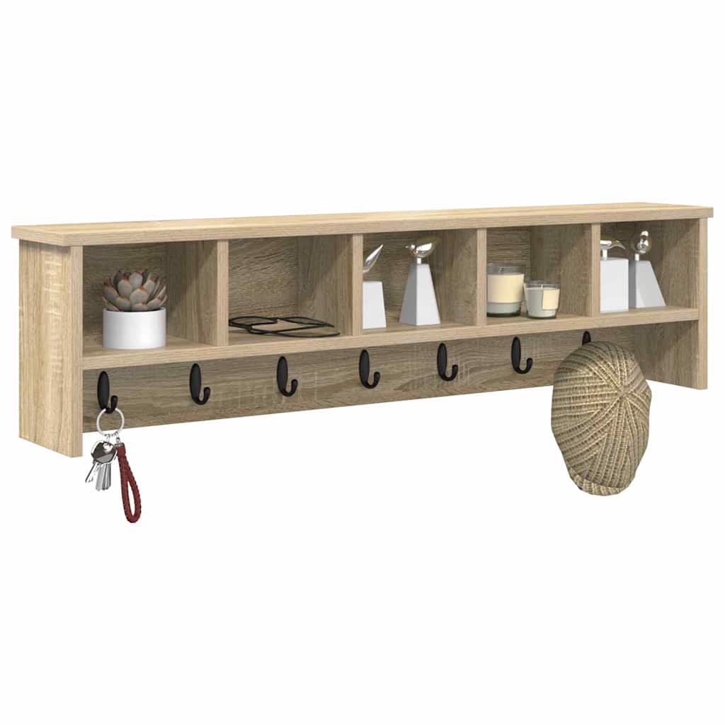 Wandgemonteerde kapstok met plank Sonoma Eiken 100 x 16 x 26 cm is nu te koop bij PeponiXL, paradijselijk wonen!