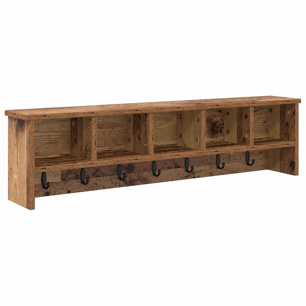 Wandgemonteerde kapstok Oudhout 100 x 16 x 26 cm Bewerkt hout is nu te koop bij PeponiXL, paradijselijk wonen!