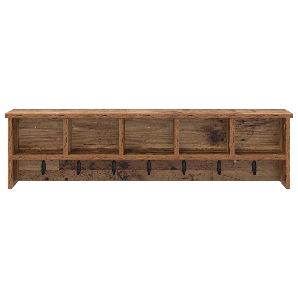 Wandgemonteerde kapstok Oudhout 100 x 16 x 26 cm Bewerkt hout is nu te koop bij PeponiXL, paradijselijk wonen!