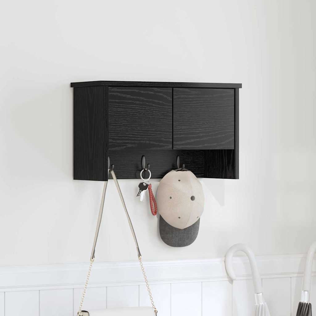 Wandgemonteerde kapstok met plank Zwart Eiken 50 x 20 x 30 cm is nu te koop bij PeponiXL, paradijselijk wonen!