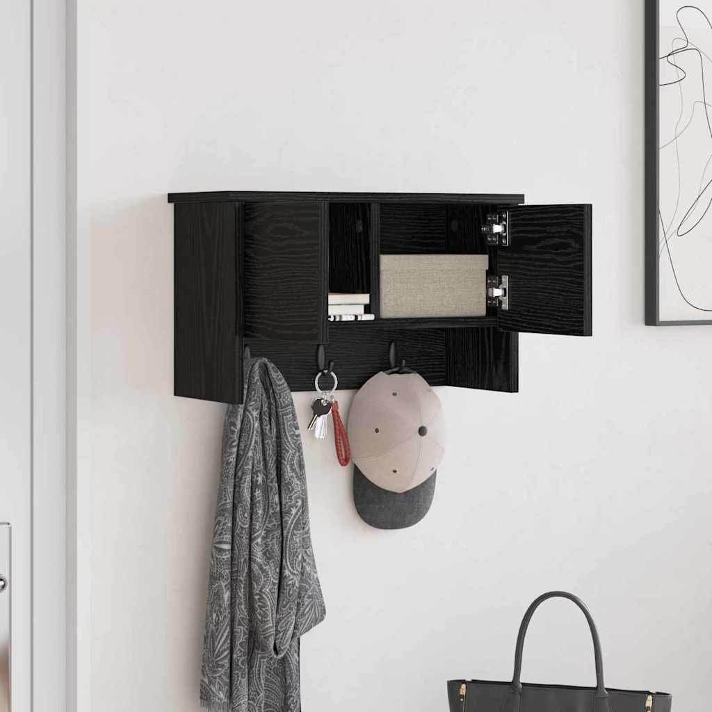 Wandgemonteerde kapstok met plank Zwart Eiken 50 x 20 x 30 cm is nu te koop bij PeponiXL, paradijselijk wonen!