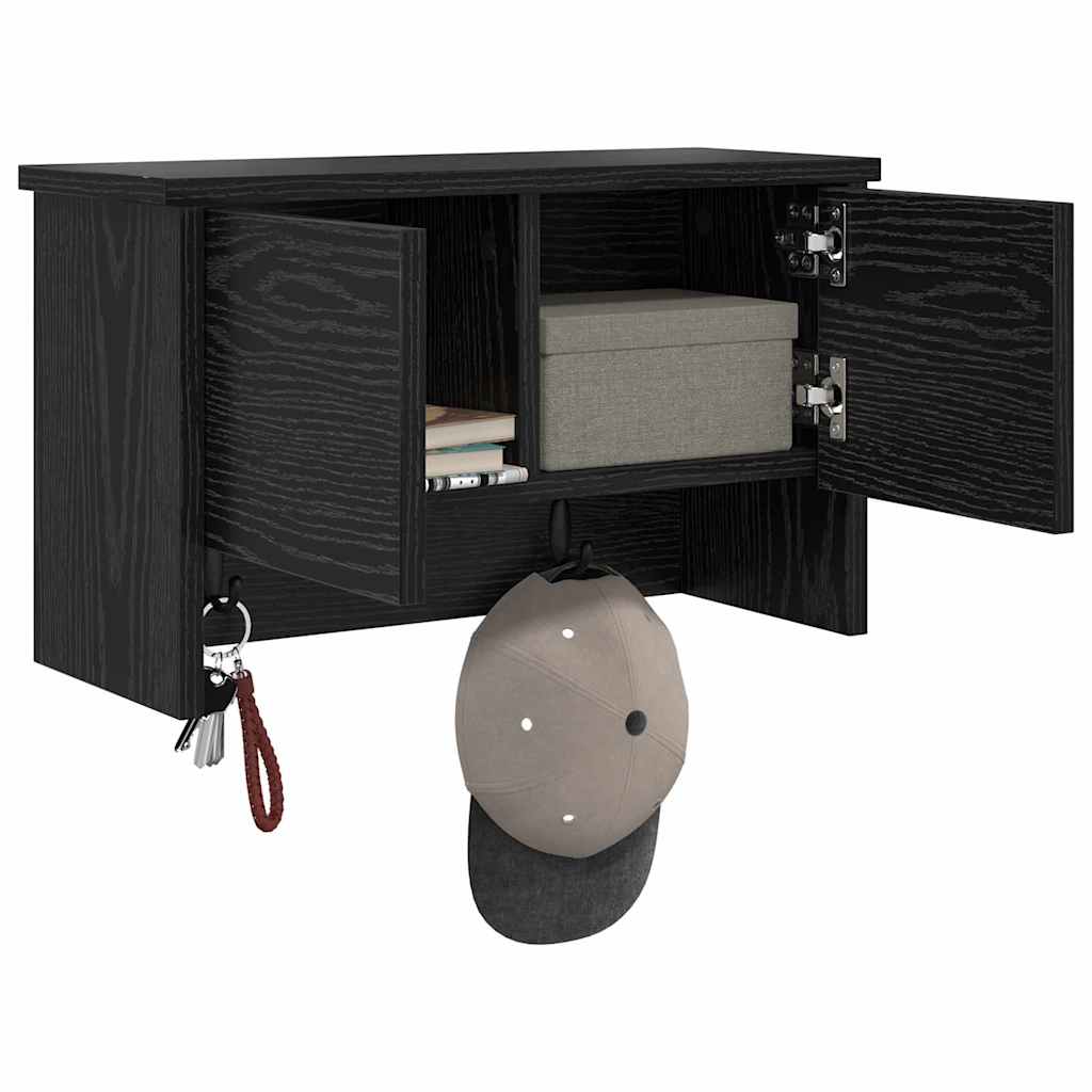 Wandgemonteerde kapstok met plank Zwart Eiken 50 x 20 x 30 cm is nu te koop bij PeponiXL, paradijselijk wonen!