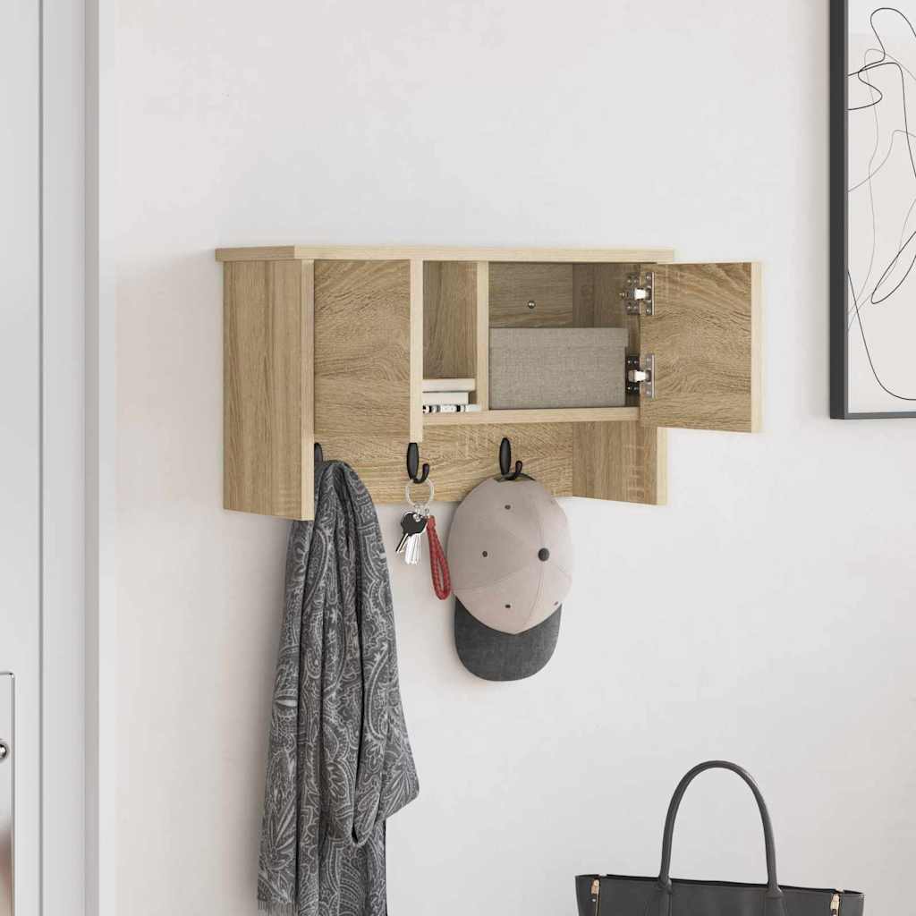 Wandgemonteerde kapstok met plank Sonoma Eiken 50 x 20 x 30 cm is nu te koop bij PeponiXL, paradijselijk wonen!