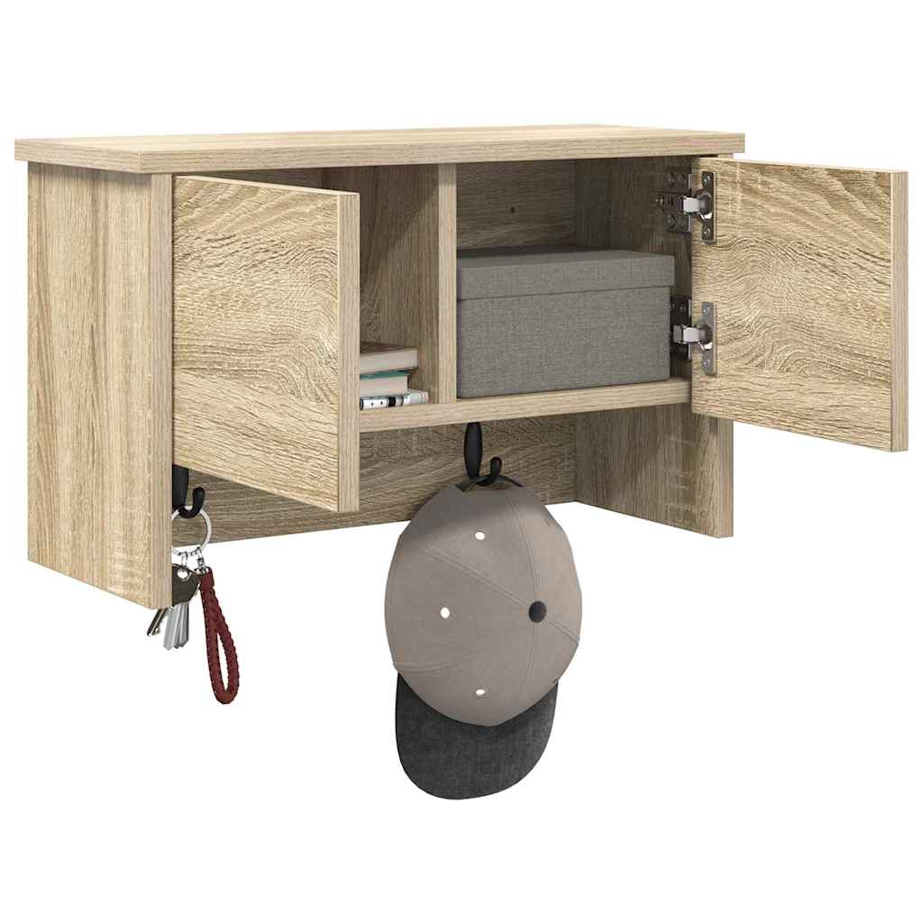Wandgemonteerde kapstok met plank Sonoma Eiken 50 x 20 x 30 cm is nu te koop bij PeponiXL, paradijselijk wonen!