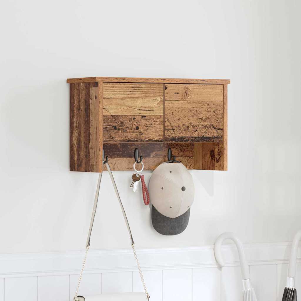 Wandgemonteerde kapstok Oudhout 50 x 20 x 30 cm Bewerkt hout is nu te koop bij PeponiXL, paradijselijk wonen!