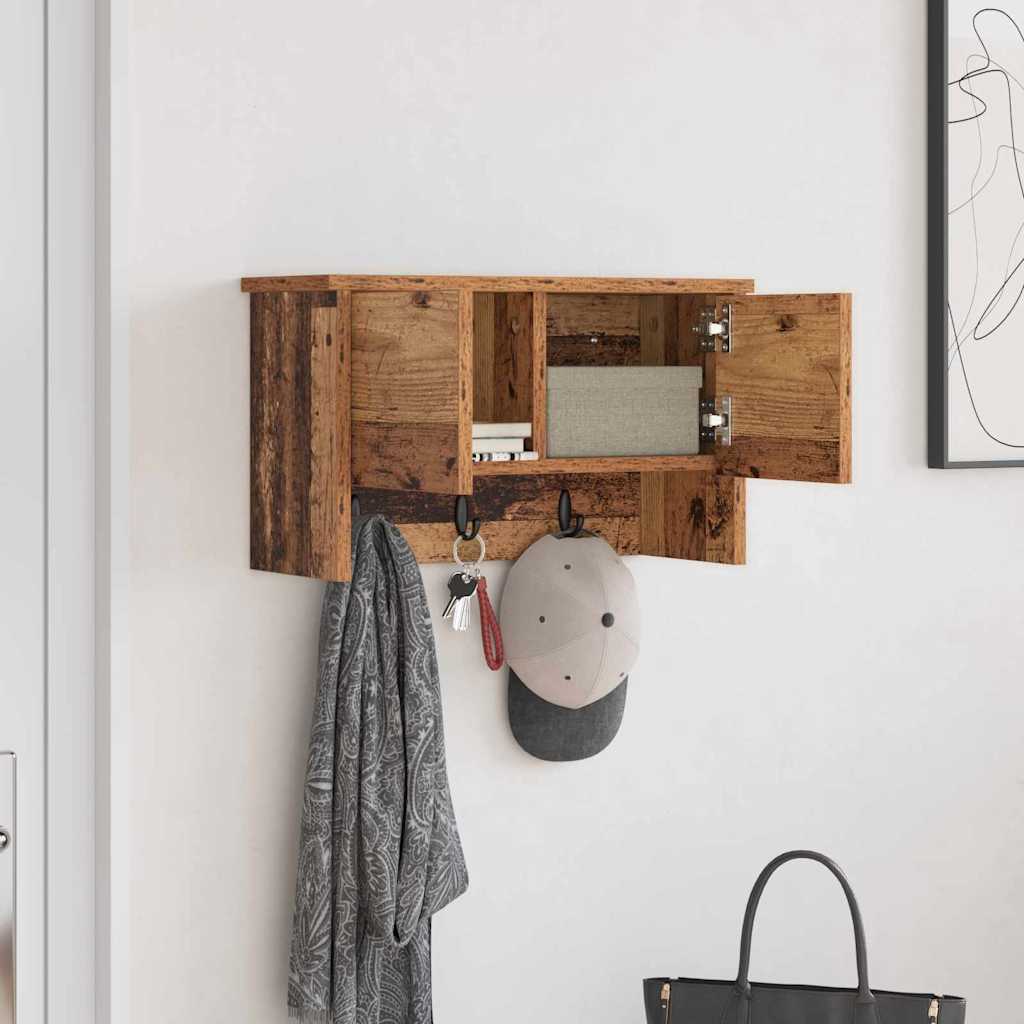 Wandgemonteerde kapstok Oudhout 50 x 20 x 30 cm Bewerkt hout is nu te koop bij PeponiXL, paradijselijk wonen!
