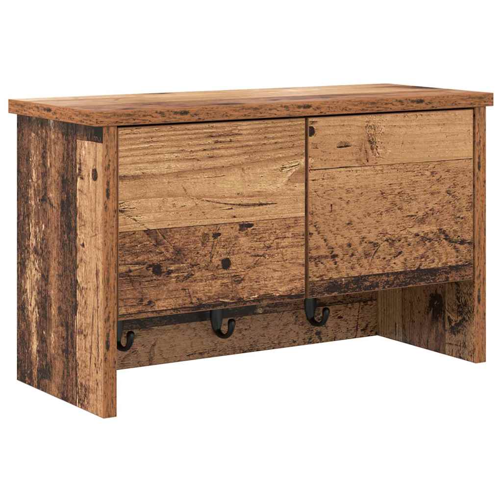 Wandgemonteerde kapstok Oudhout 50 x 20 x 30 cm Bewerkt hout is nu te koop bij PeponiXL, paradijselijk wonen!