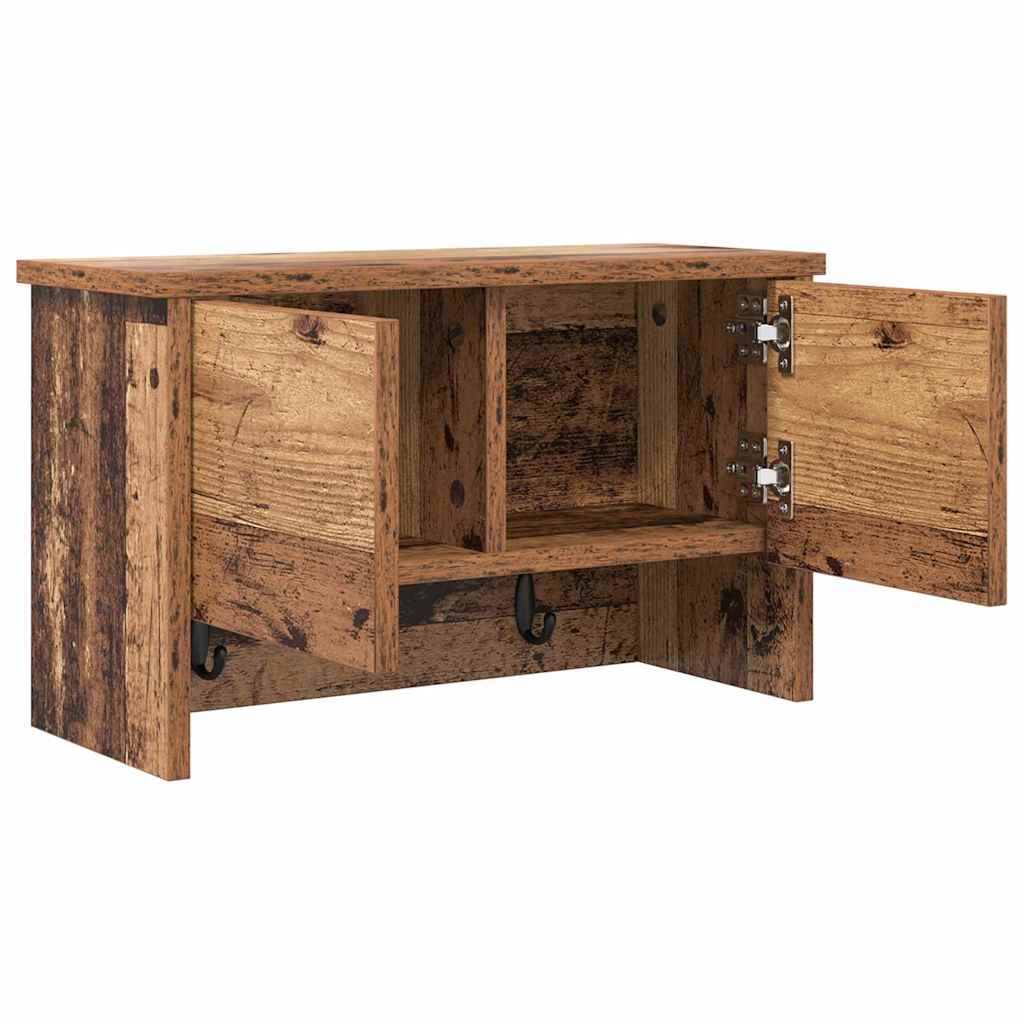 Wandgemonteerde kapstok Oudhout 50 x 20 x 30 cm Bewerkt hout is nu te koop bij PeponiXL, paradijselijk wonen!