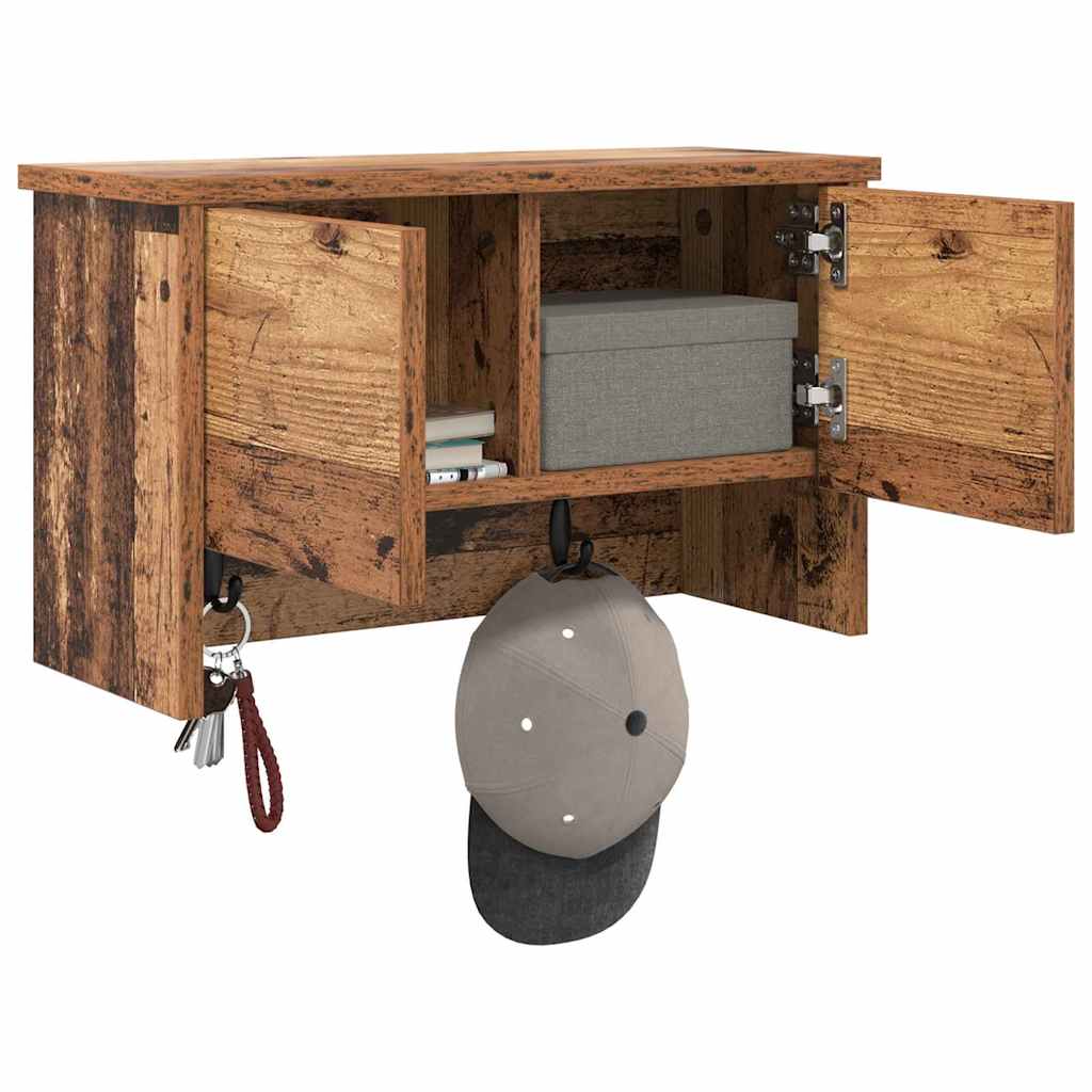 Wandgemonteerde kapstok Oudhout 50 x 20 x 30 cm Bewerkt hout is nu te koop bij PeponiXL, paradijselijk wonen!