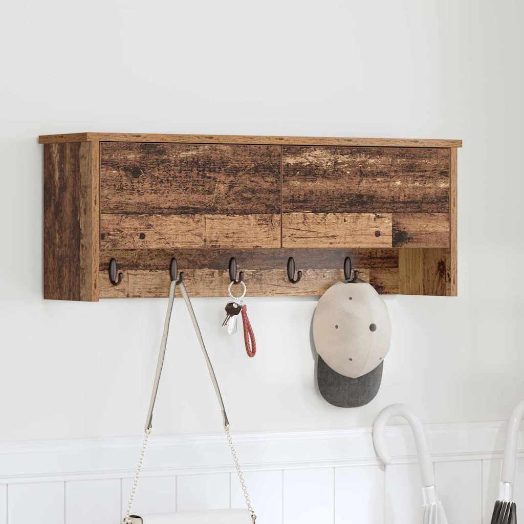Wandgemonteerde kapstok Oudhout 80 x 20 x 30 cm Bewerkt hout is nu te koop bij PeponiXL, paradijselijk wonen!