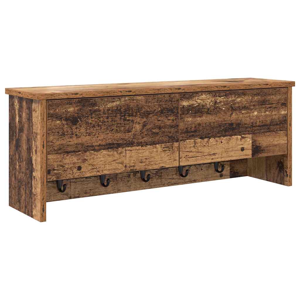 Wandgemonteerde kapstok Oudhout 80 x 20 x 30 cm Bewerkt hout is nu te koop bij PeponiXL, paradijselijk wonen!