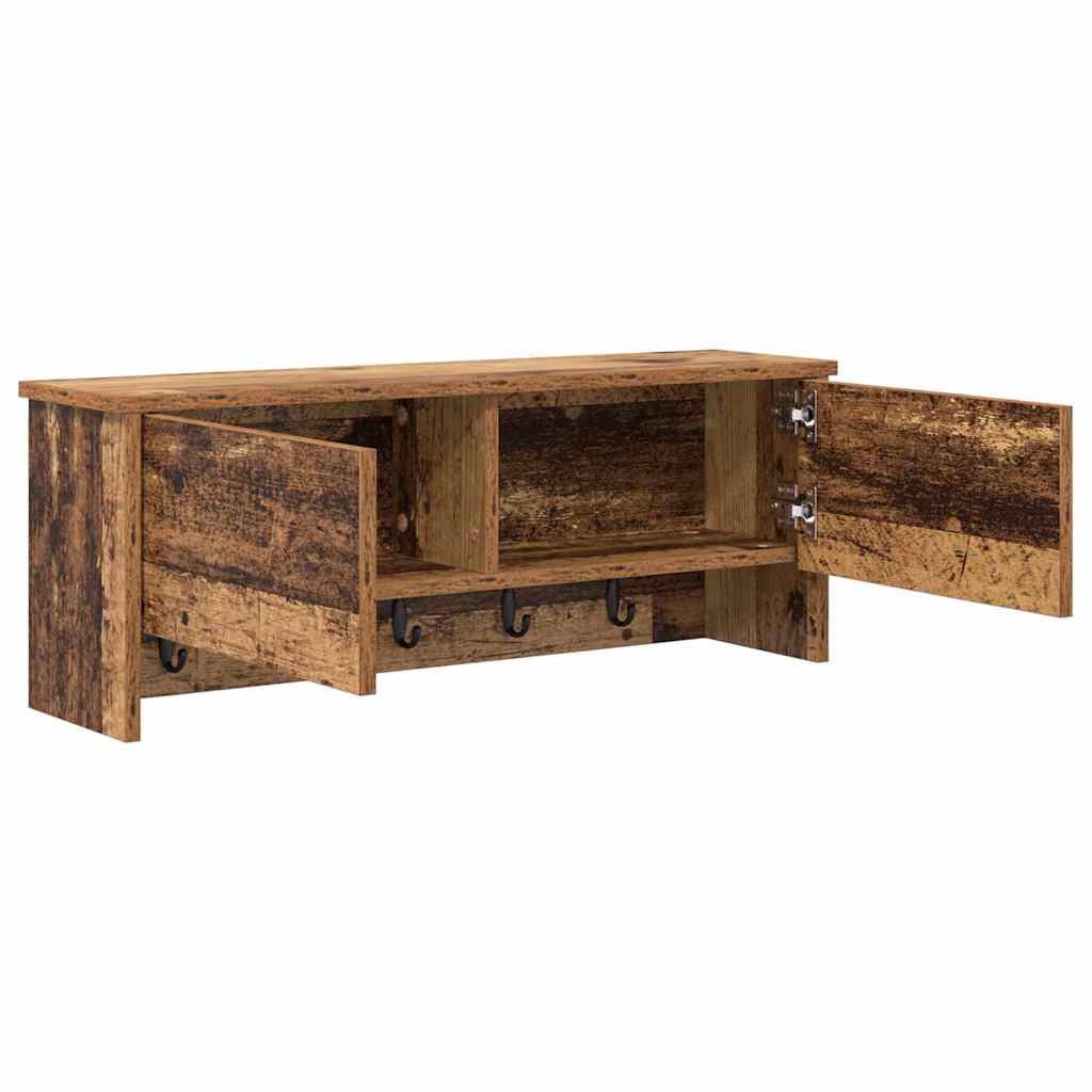 Wandgemonteerde kapstok Oudhout 80 x 20 x 30 cm Bewerkt hout is nu te koop bij PeponiXL, paradijselijk wonen!