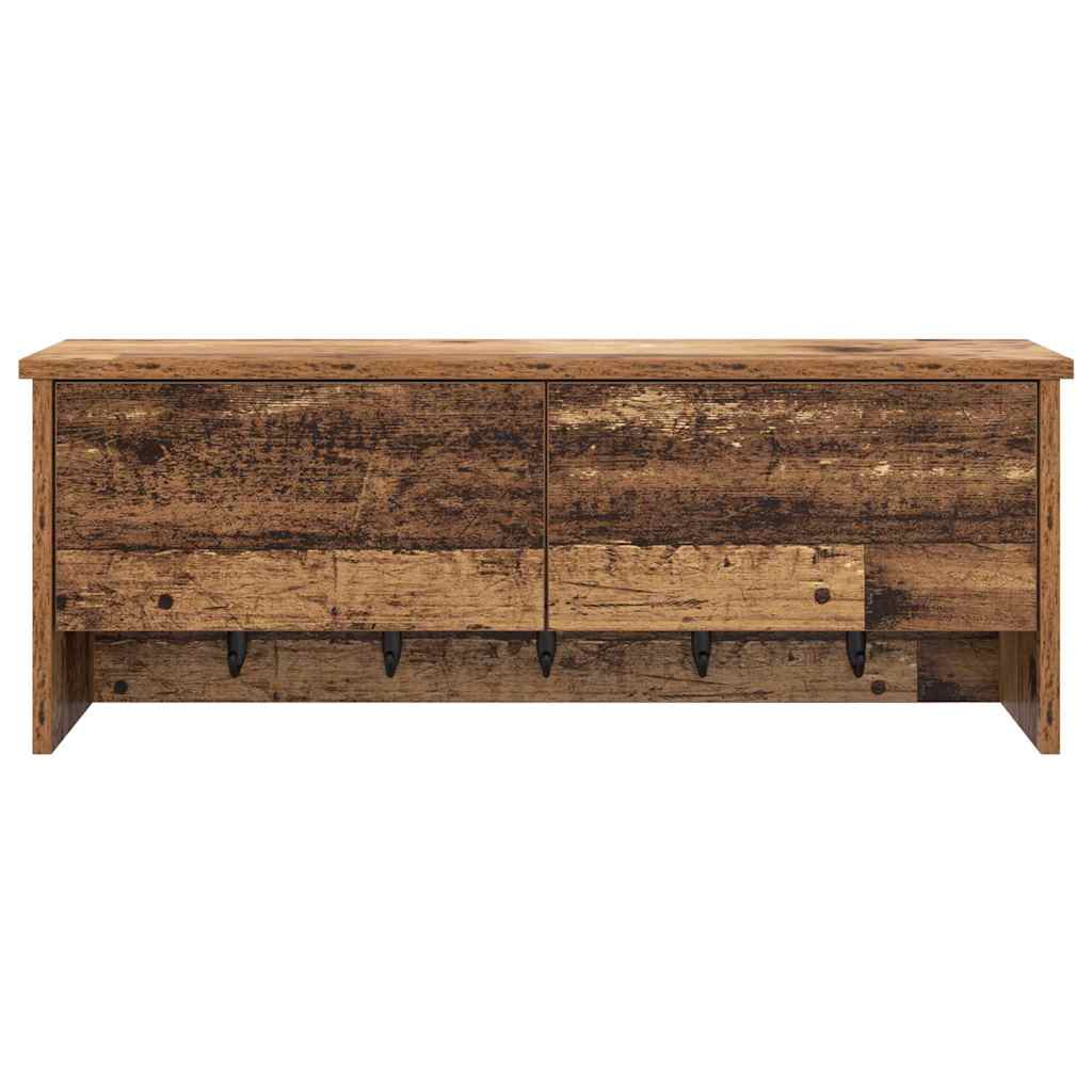 Wandgemonteerde kapstok Oudhout 80 x 20 x 30 cm Bewerkt hout is nu te koop bij PeponiXL, paradijselijk wonen!