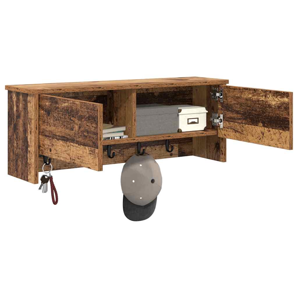 Wandgemonteerde kapstok Oudhout 80 x 20 x 30 cm Bewerkt hout is nu te koop bij PeponiXL, paradijselijk wonen!