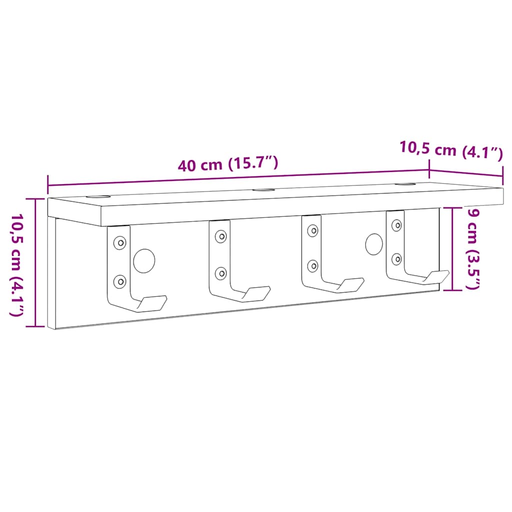 Wandgemonteerde kapstok Wit 40 x 10,5 x 10,5 cm Bewerkt hout is nu te koop bij PeponiXL, paradijselijk wonen!