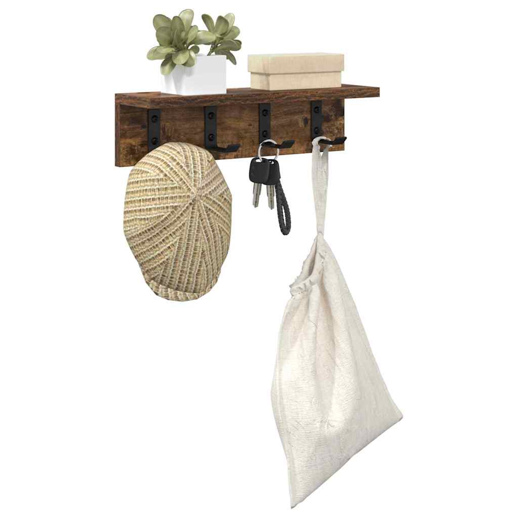 Wandgemonteerde kapstok Gerookt eiken 40 x 10,5 x 10,5 cm is nu te koop bij PeponiXL, paradijselijk wonen!