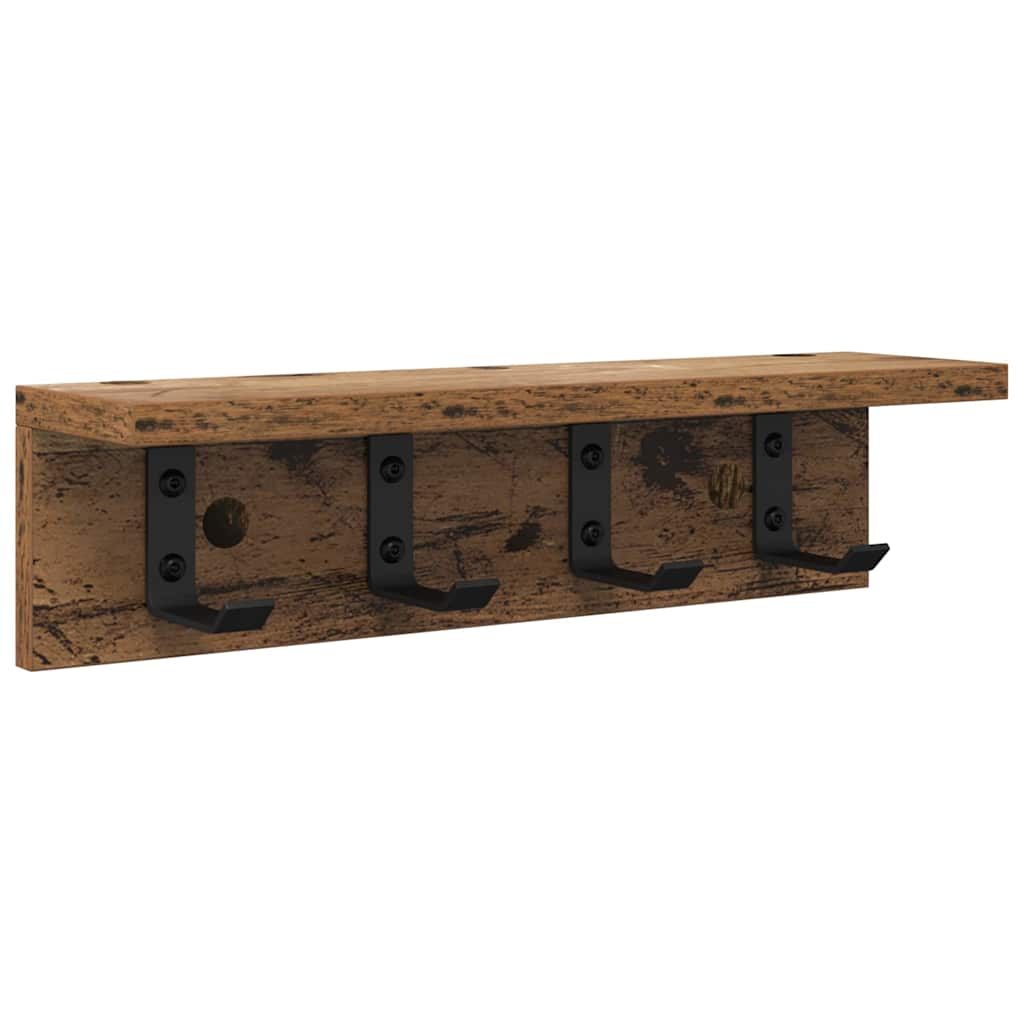 Wandgemonteerde kapstok met opslag Oudhout 40 x 10,5 x 10,5 cm is nu te koop bij PeponiXL, paradijselijk wonen!