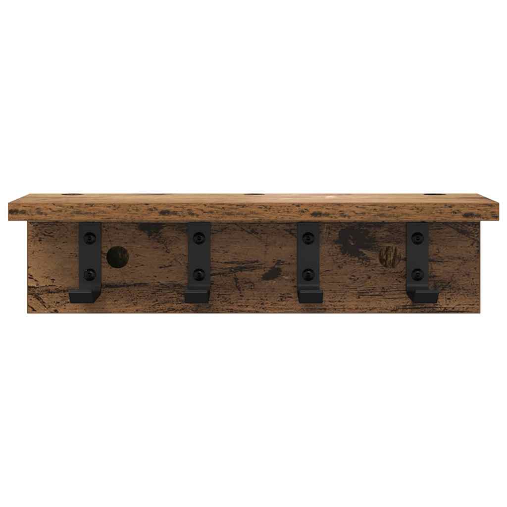 Wandgemonteerde kapstok met opslag Oudhout 40 x 10,5 x 10,5 cm is nu te koop bij PeponiXL, paradijselijk wonen!