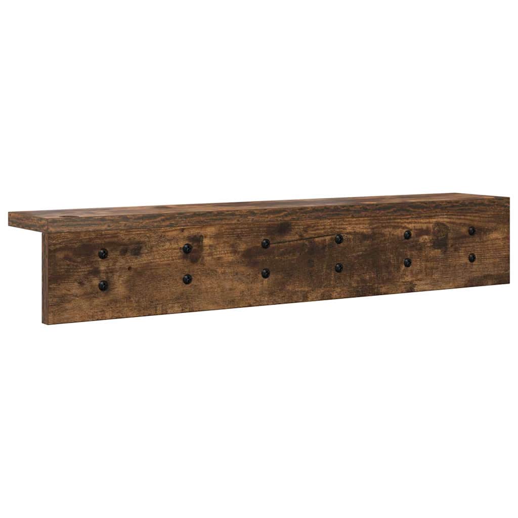 Wandgemonteerde kapstok Gerookt eiken 60 x 10,5 x 10,5 cm is nu te koop bij PeponiXL, paradijselijk wonen!
