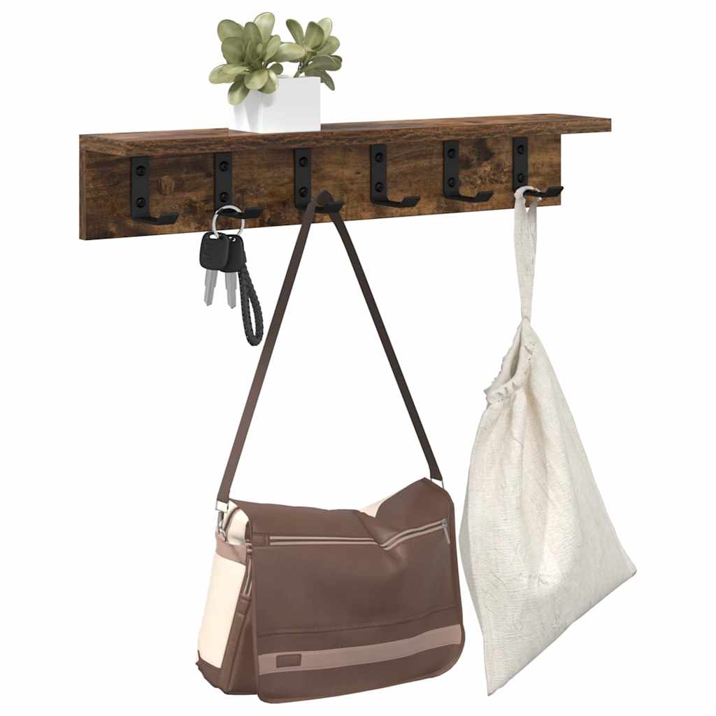 Wandgemonteerde kapstok Gerookt eiken 60 x 10,5 x 10,5 cm is nu te koop bij PeponiXL, paradijselijk wonen!