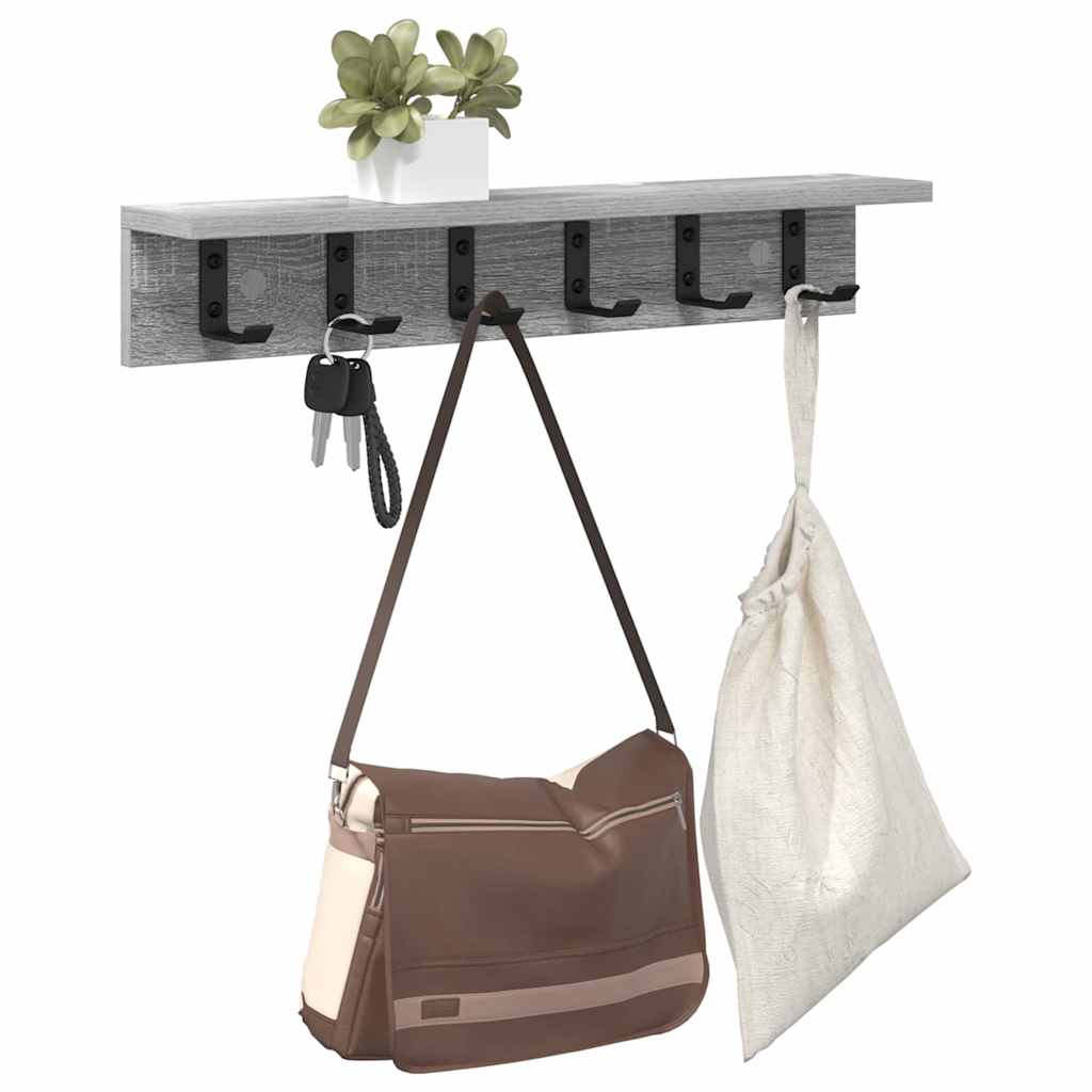 Wandgemonteerde kapstok Grijs Sonoma 60 x 10,5 x 10,5 cm is nu te koop bij PeponiXL, paradijselijk wonen!