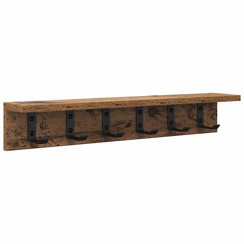 Wandgemonteerde kapstok met opslag Oudhout 60 x 10,5 x 10,5 cm is nu te koop bij PeponiXL, paradijselijk wonen!