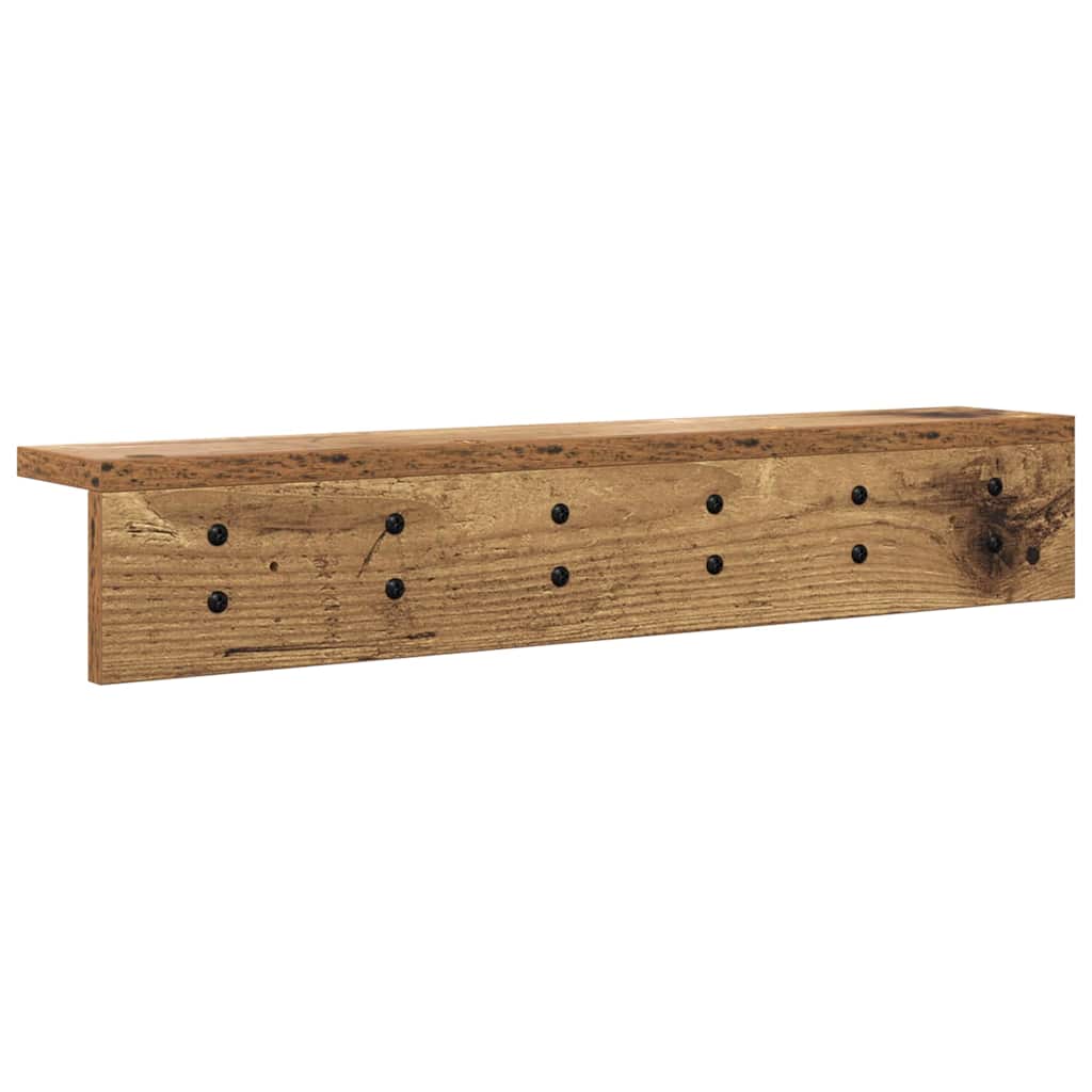 Wandgemonteerde kapstok met opslag Oudhout 60 x 10,5 x 10,5 cm is nu te koop bij PeponiXL, paradijselijk wonen!
