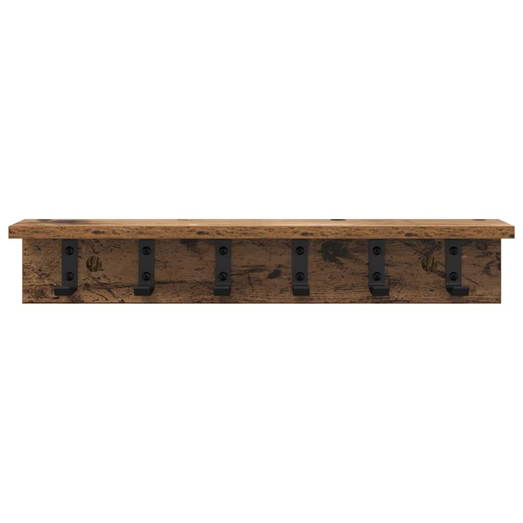 Wandgemonteerde kapstok met opslag Oudhout 60 x 10,5 x 10,5 cm is nu te koop bij PeponiXL, paradijselijk wonen!