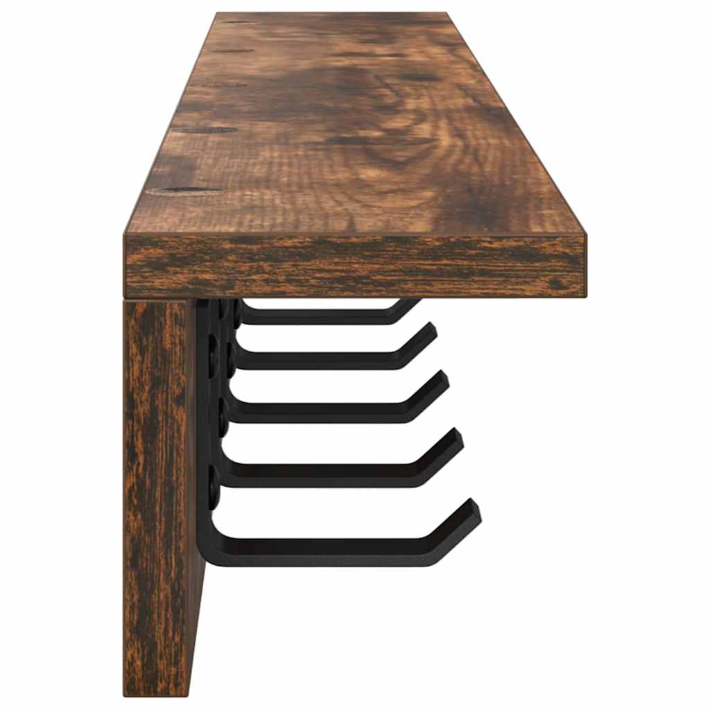 Wandgemonteerde kapstok Gerookt eiken 80 x 10,5 x 10,5 cm is nu te koop bij PeponiXL, paradijselijk wonen!