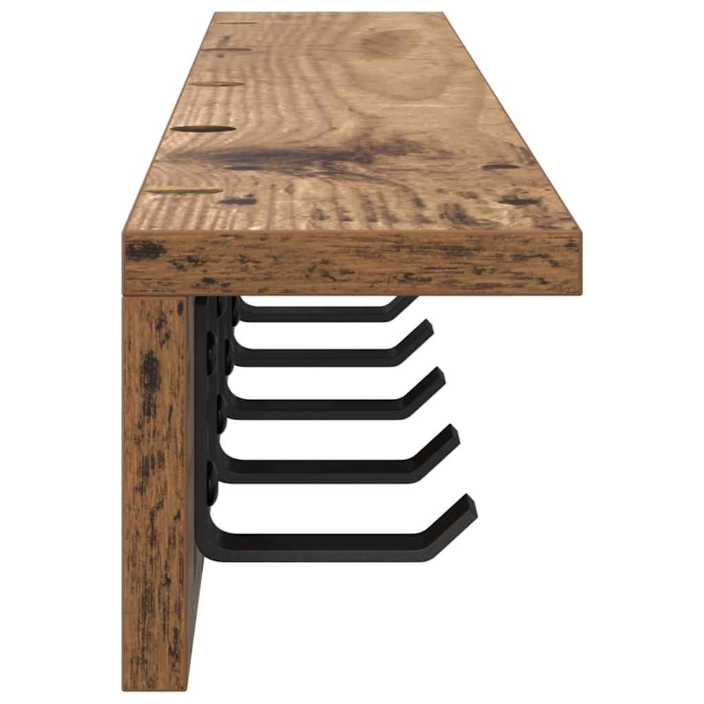 Wandgemonteerde kapstok met opslag Oudhout 80 x 10,5 x 10,5 cm is nu te koop bij PeponiXL, paradijselijk wonen!