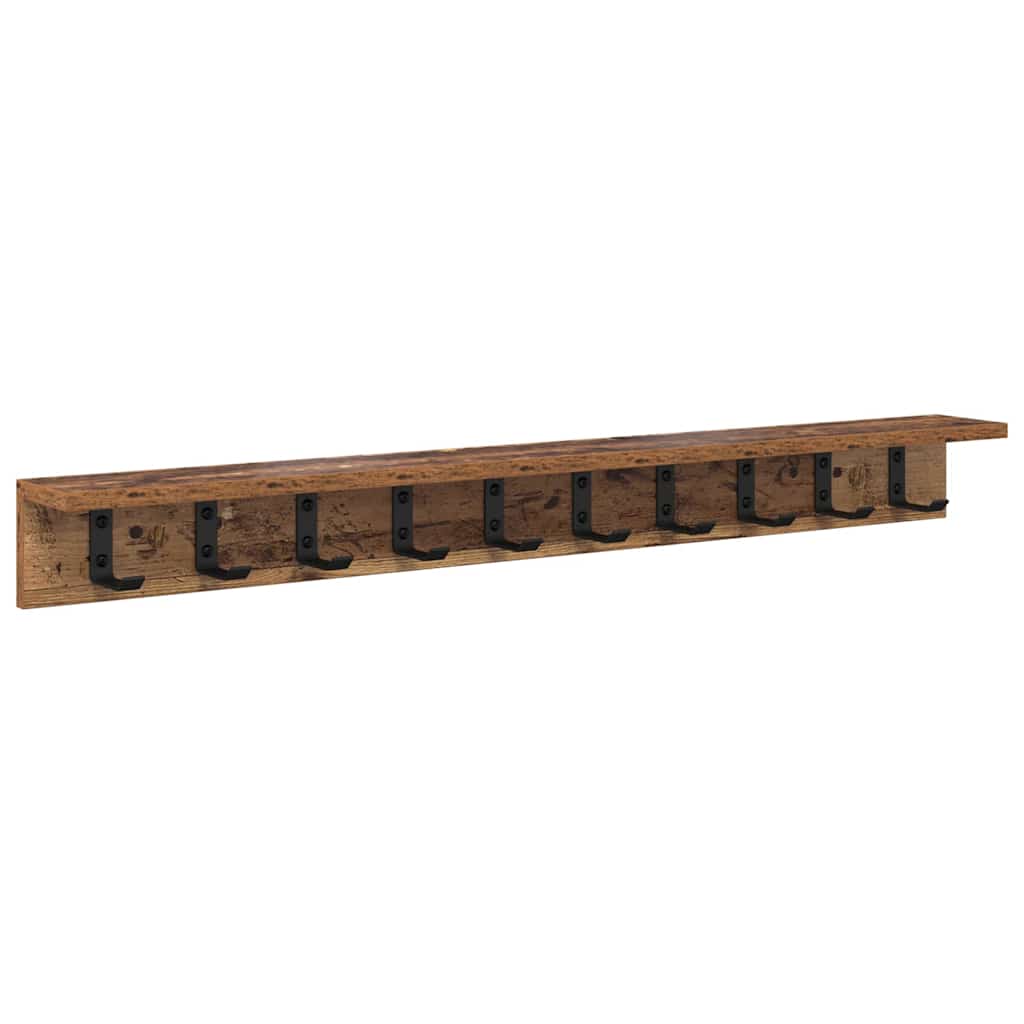 Wandgemonteerde kapstok met opslag Oudhout 100 x 10,5 x 10,5 cm is nu te koop bij PeponiXL, paradijselijk wonen!