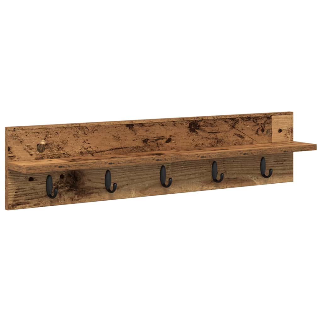 Wandgemonteerde kapstok Oudhout 80 x 10,5 x 18 cm Bewerkt hout