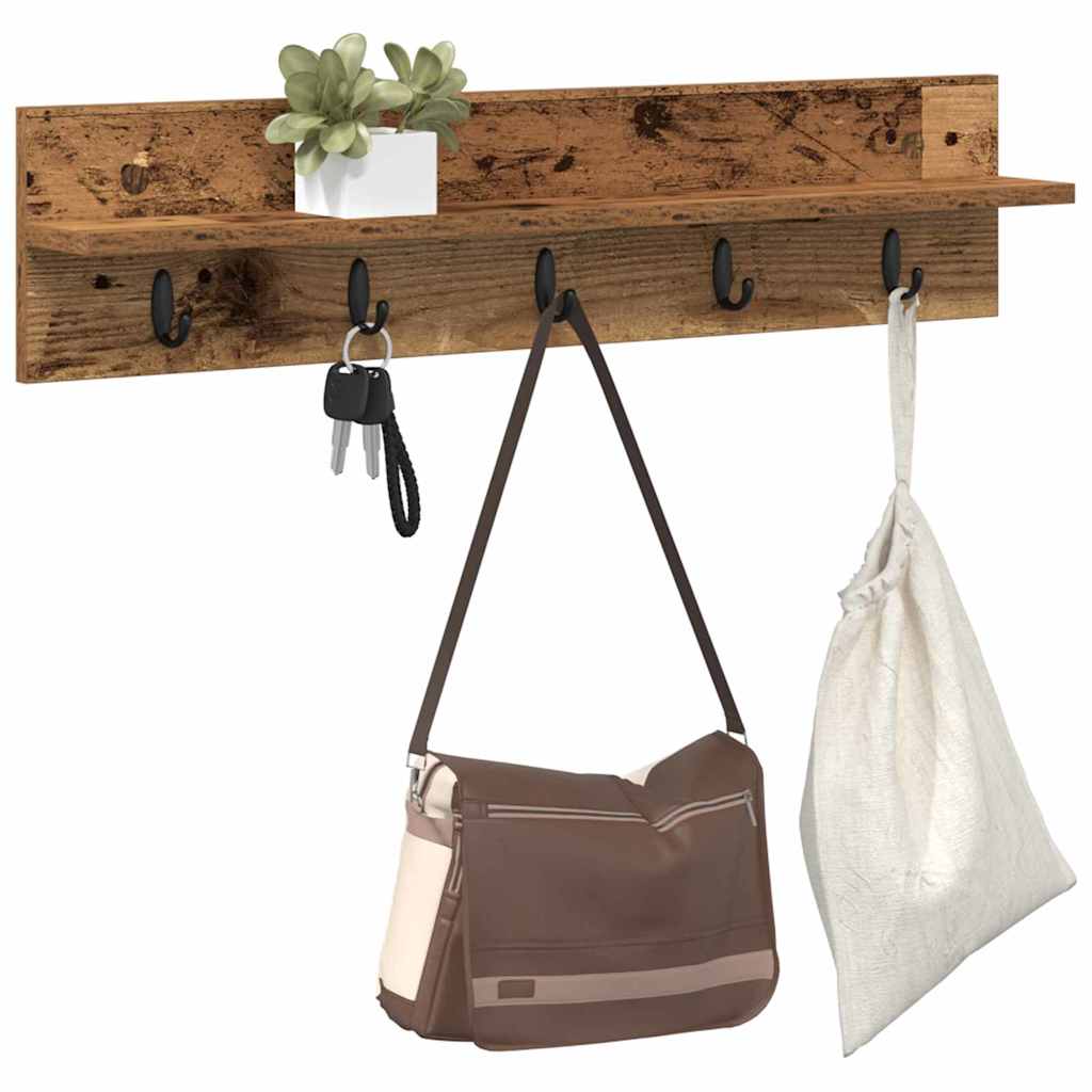 Wandgemonteerde kapstok Oudhout 80 x 10,5 x 18 cm Bewerkt hout