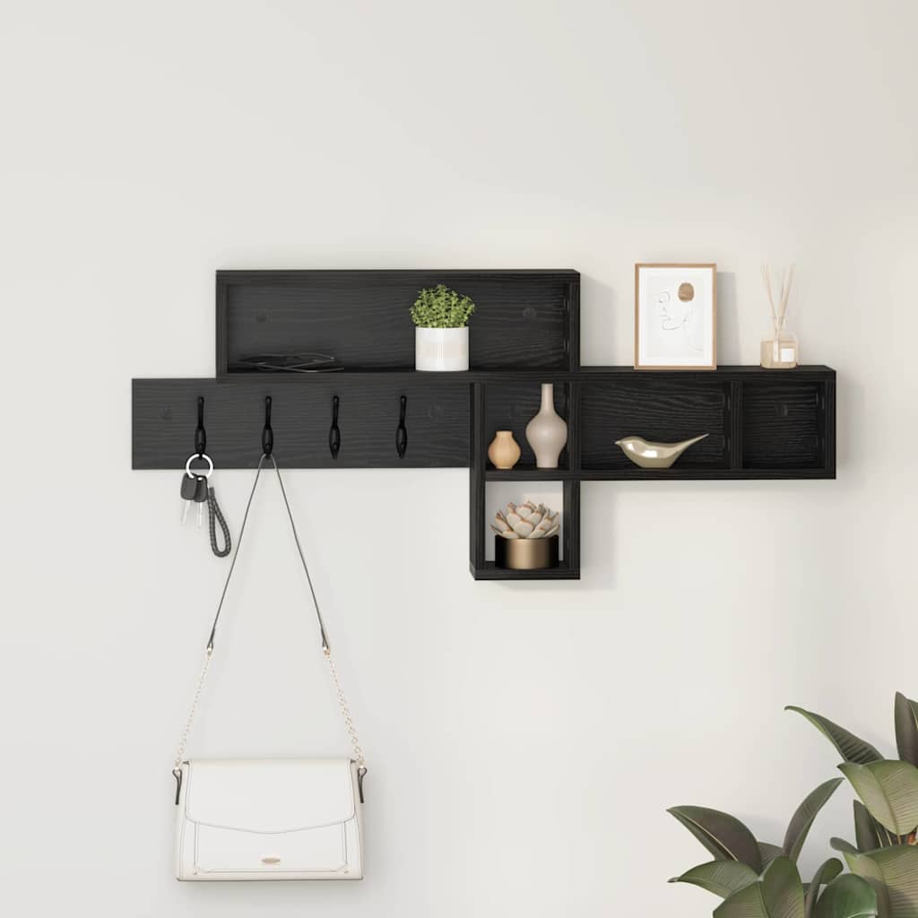 Wandgemonteerde kapstok Zwart Eiken 100 x 12 x 43,5 cm is nu te koop bij PeponiXL, paradijselijk wonen!