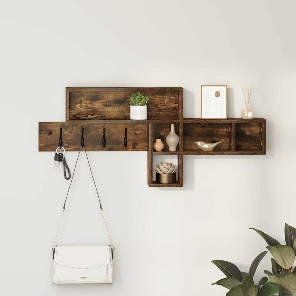 Wandgemonteerde kapstok Gerookt eiken 100 x 12 x 43,5 cm is nu te koop bij PeponiXL, paradijselijk wonen!