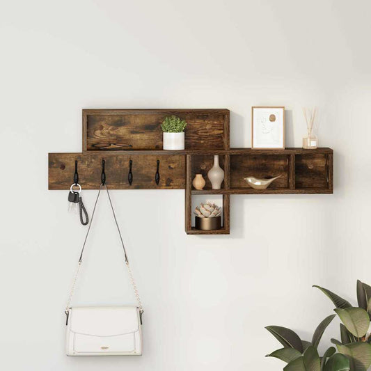 Wandgemonteerde kapstok Gerookt eiken 100 x 12 x 43,5 cm is nu te koop bij PeponiXL, paradijselijk wonen!