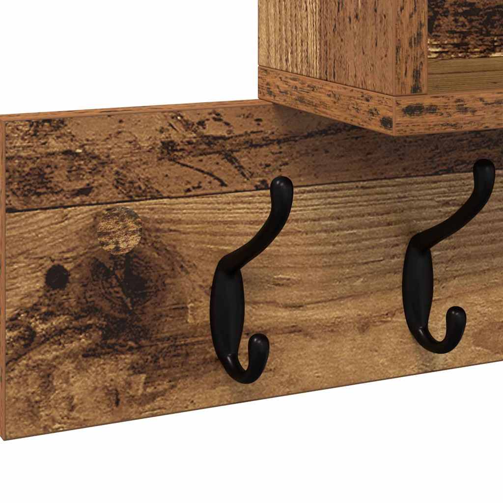 Wandgemonteerde kapstok Oudhout 100 x 12 x 43,5 cm Bewerkt hout is nu te koop bij PeponiXL, paradijselijk wonen!
