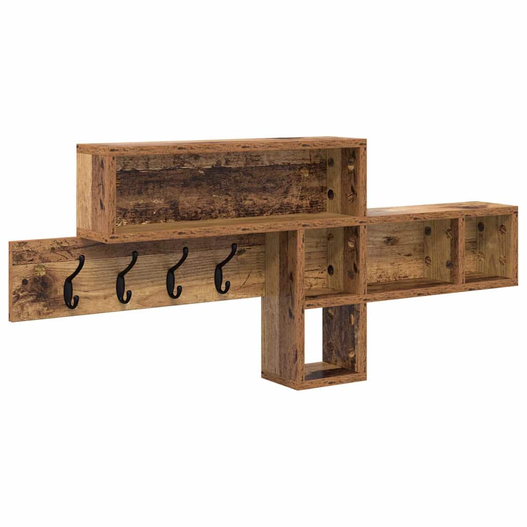 Wandgemonteerde kapstok Oudhout 100 x 12 x 43,5 cm Bewerkt hout is nu te koop bij PeponiXL, paradijselijk wonen!
