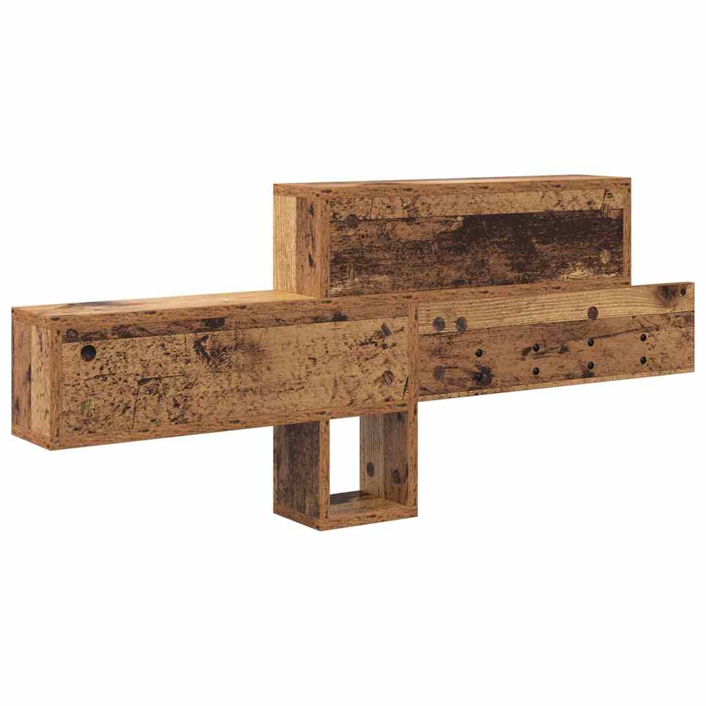 Wandgemonteerde kapstok Oudhout 100 x 12 x 43,5 cm Bewerkt hout is nu te koop bij PeponiXL, paradijselijk wonen!