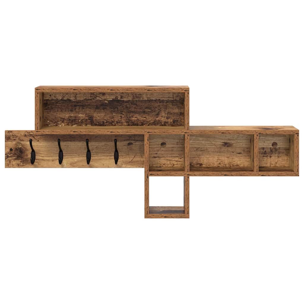 Wandgemonteerde kapstok Oudhout 100 x 12 x 43,5 cm Bewerkt hout is nu te koop bij PeponiXL, paradijselijk wonen!