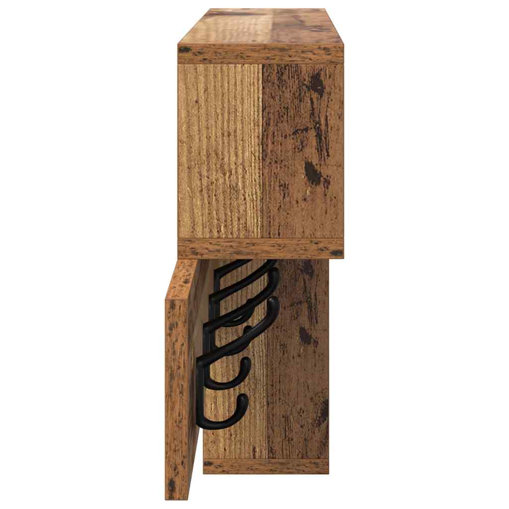 Wandgemonteerde kapstok Oudhout 100 x 12 x 43,5 cm Bewerkt hout is nu te koop bij PeponiXL, paradijselijk wonen!