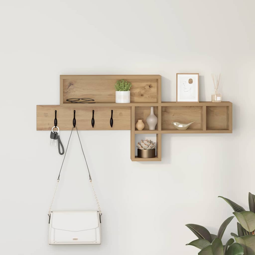 Wandgemonteerde kapstok Artisan Eiken 100 x 12 x 43,5 cm is nu te koop bij PeponiXL, paradijselijk wonen!