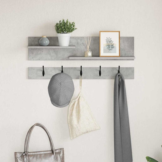 Wandgemonteerde kapstok met plank Beton Grijs 90 x 15 x 36 cm is nu te koop bij PeponiXL, paradijselijk wonen!