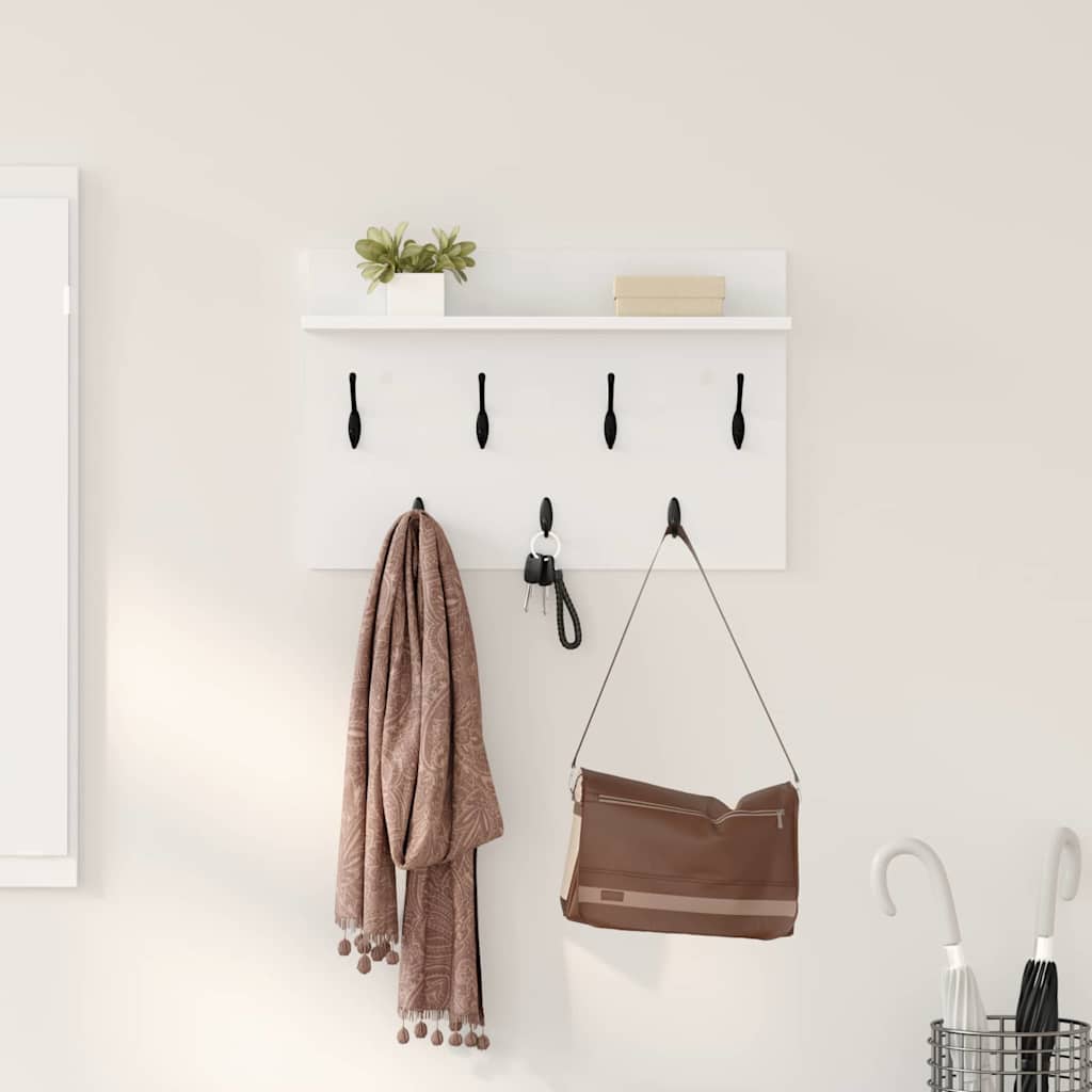 Wandgemonteerde kapstok Wit 60 x 40 x 12 cm Bewerkt hout is nu te koop bij PeponiXL, paradijselijk wonen!