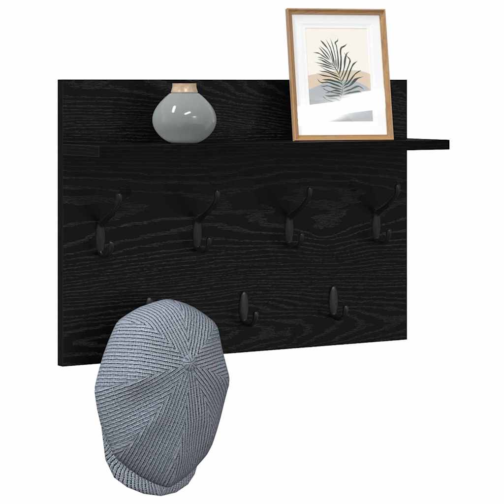Wandgemonteerde kapstok met plank Zwart Eiken 60 x 40 x 12 cm is nu te koop bij PeponiXL, paradijselijk wonen!