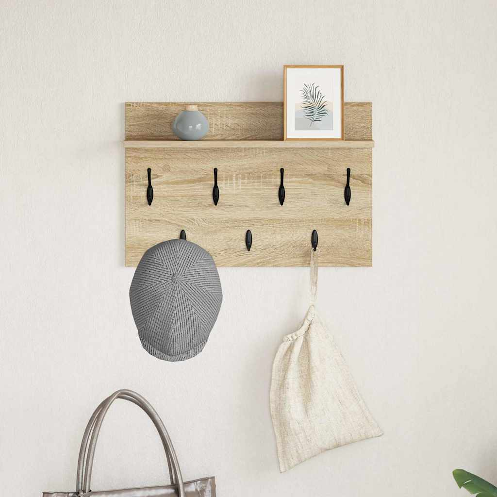 Wandgemonteerde kapstok met plank Sonoma Eiken 60 x 40 x 12 cm is nu te koop bij PeponiXL, paradijselijk wonen!