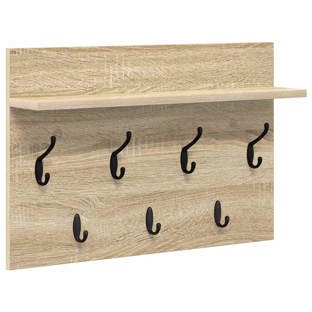 Wandgemonteerde kapstok met plank Sonoma Eiken 60 x 40 x 12 cm is nu te koop bij PeponiXL, paradijselijk wonen!